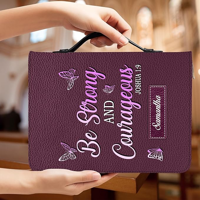 Personalized Bible Cover for Men, Christian Bible Case PU Leather, Jeus Bags Religious Appreciation Gifts for Women Girls Daughter Christian with Handle Zipper (BIBLE-08, M-2XL)