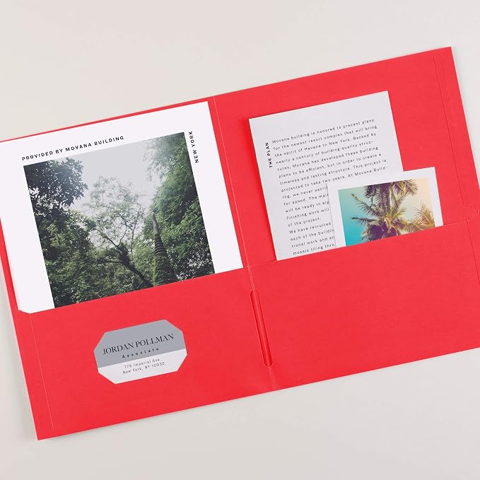 Avery Two Pocket Folders, Holds up to 40 Sheets, Business Card Slot, 25 Red Folders (47989)