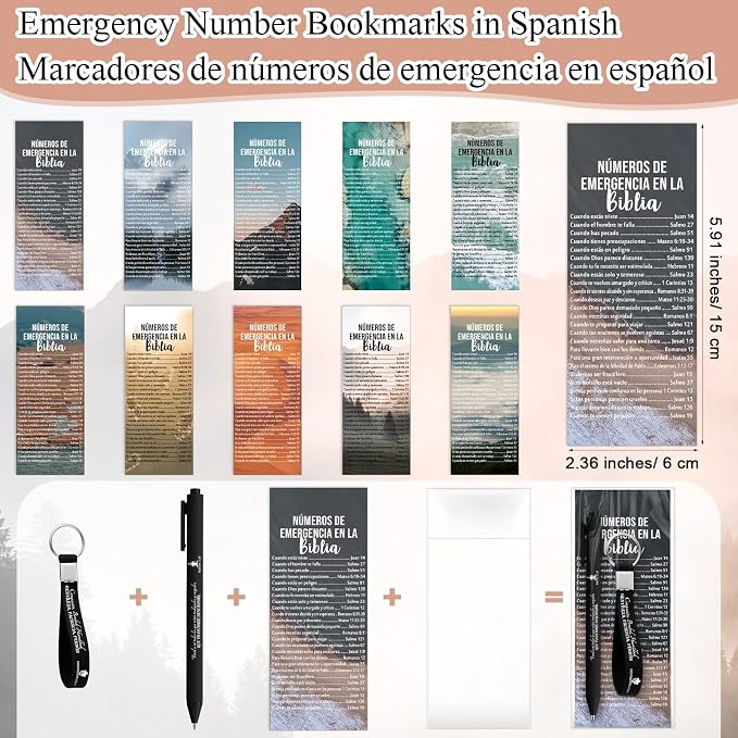 150 Pcs/50 Set Fathers Day Christian Gifts Bulk Bible Verse Pens, Scripture Keychains & Bookmarks, Graduation 2026, Appreciation, Church Party Favors Gifts for Men Women, Pastor, Teacher (Spanish)