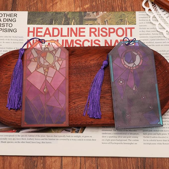 2 PCS Bookmarks with Tassel, Sun and Moon Bookmarks for Women (BKM-047-F2)