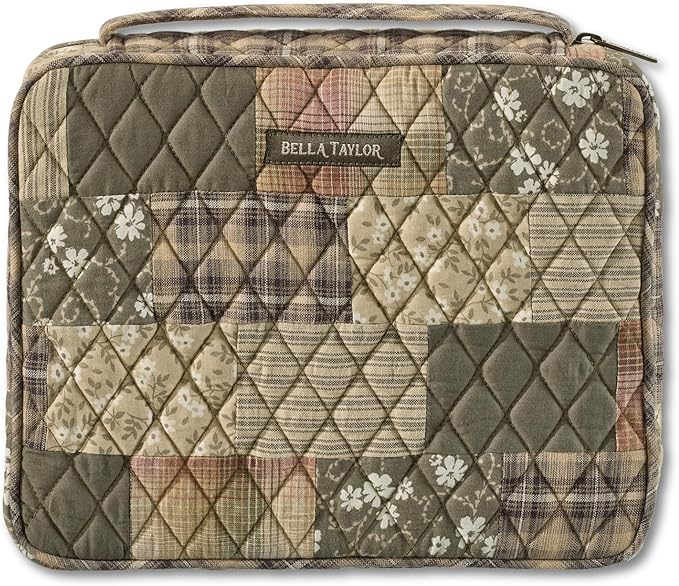 Bella Taylor Quilted Bible Cover for Women - Large Study Bible Case - Woodland Patch