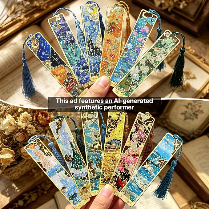 Esoes 12-Pack Metal Bookmarks with Tassels, Golden Hollow-Out Oil Painting Theme Bookmarks | Book Markers for Reading, Gifts for Book Lovers, Writers, Readers, Adults, Women