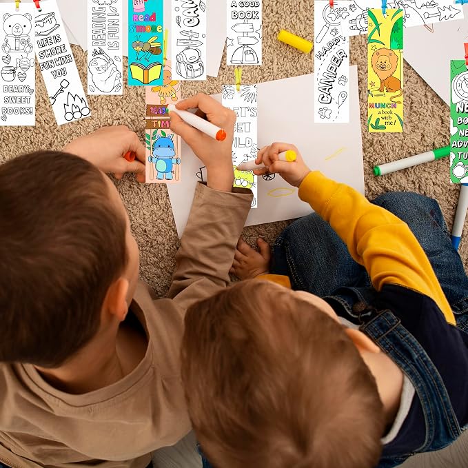 75PCS Color Your Own Bookmarks Jungle Animal Bookmarks DIY Coloring Blank for Kids Bookmark Classroom Art Craft Supplies for Children Teachers Students Birthday Gift Party Reward Goodie Fillers