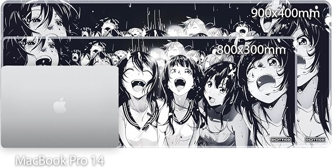 XXL Black & White Manga Gaming Mouse Pad – Large Japanese Art Desk Mat for Keyboard & Mouse – Non-Slip Water-Resistant Surface, Stitched Edges – 35.4x15.7 in (XX-Large)