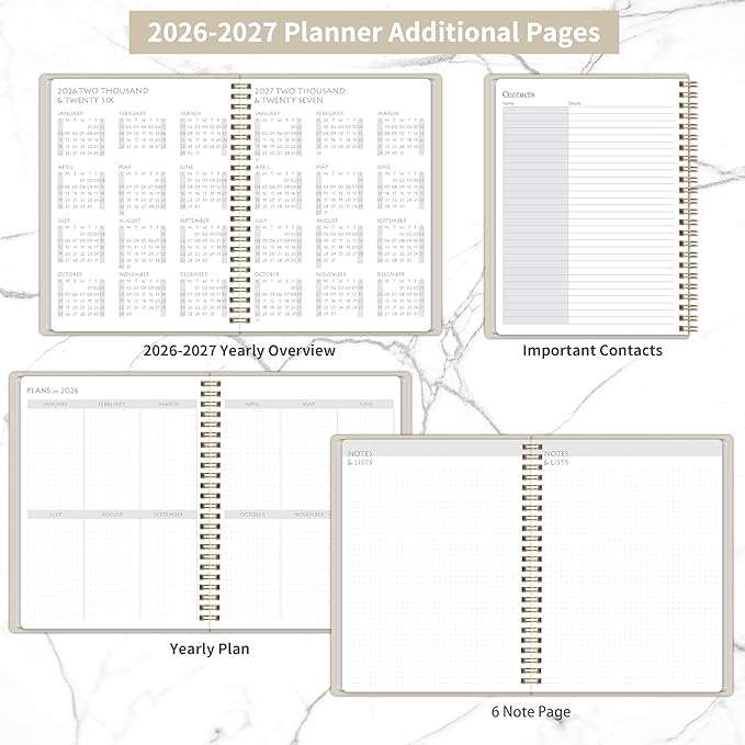2026-2027 Monthly Planner - 2 Year Monthly Planner 2026-2027, Hard Cardboard Cover, Jan 2026 - Dec 2027, 7.5" x 10", 2 Year Calendar with 24 Month, Twin-wire Binding, Note Pages