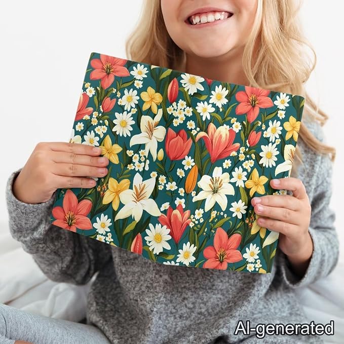 Dreaweet Lily Print Book Covers for Textbooks Paperback,Stretchable Jumbo Book Sleeves for Hardcover Books up to 9 x 11 Inches Reusable Washable Protective Textbook Covers