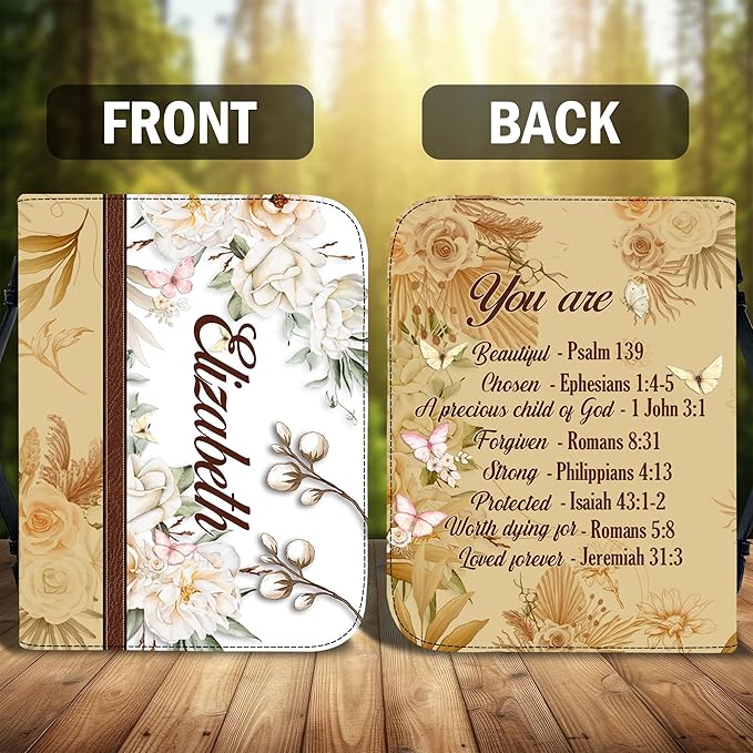 Personalized Bible Cover for Men, Christian Bible Case PU Leather, Jeus Bags Religious Appreciation Gifts for Women Girls Daughter Christian with Handle Zipper (BIBLE-07, M-2XL)