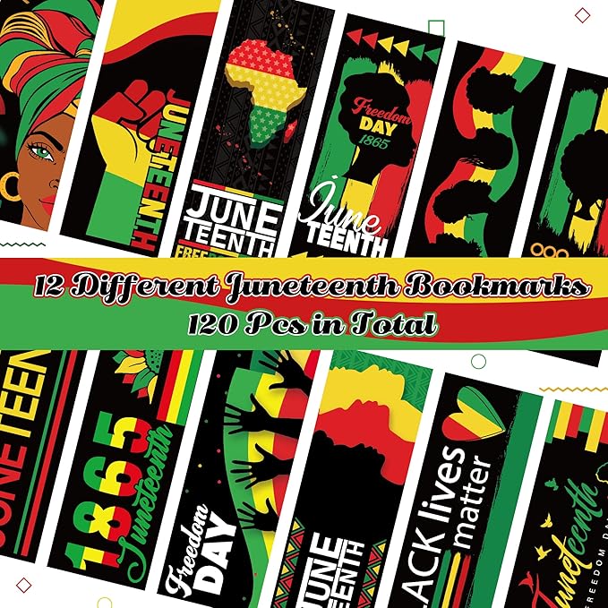 Haooryx Juneteenth Bookmarks - 120Pcs Religious Black History Month Bookmarks Celebration 1865 Freedom Day Book Marks for Africa Americans Independence Day Classroom Inspirational Handouts Supplies