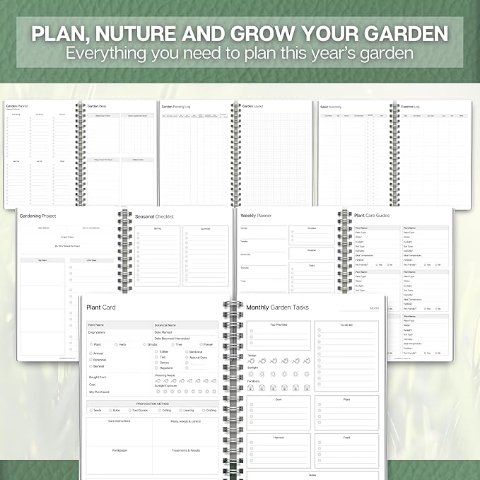 Gardening Planner & Plant Journal | Planting Calendar, Plant Care, Seed Starting, Herb Notes, Garden Planner (Green)