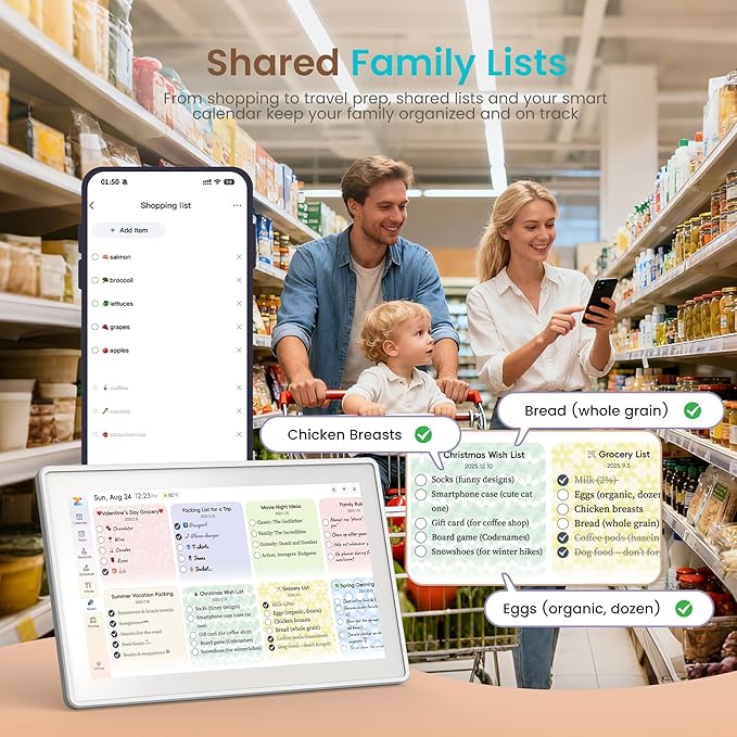 15.6’’ Digital Calendar Frame Wall Touchscreen Electronic Calendar, Smart Family Planner for Schedule, Chore Chart & Meals Task Organizer, Digital Photo Display, Wall & Desk Mountable, White