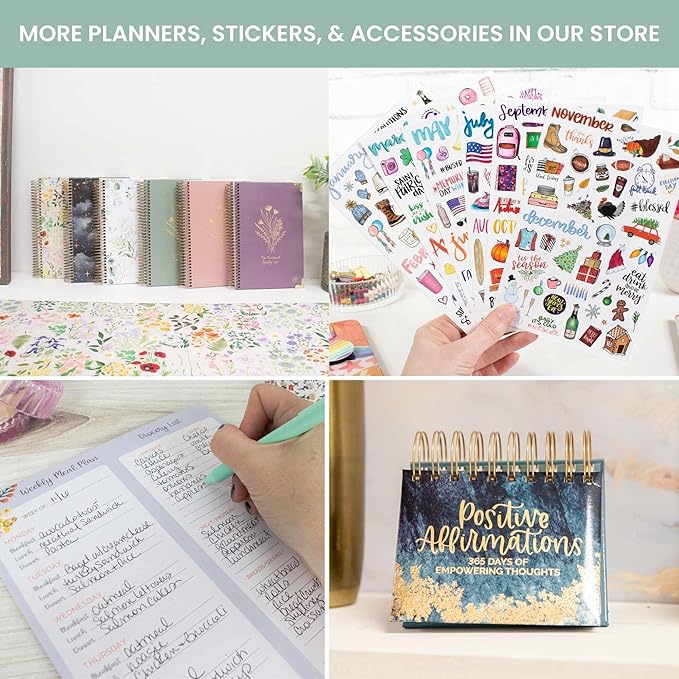 bloom daily planners HARDCOVER 2026 Planner (January to December) - A5 Task Goal Planner for Women - Monthly & Weekly Inspirational Agenda Book - 5.5" x 8.25" - Linen, Green