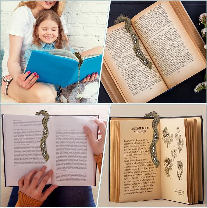 Jeffdad Dragon Bookmark, Fantasy Bookmark Gifts Glow in The Dark, Metal Bookmarks for Book Lovers, Cool Bookmarks Gifts for Women Men(Bronze Dragon and Ball)
