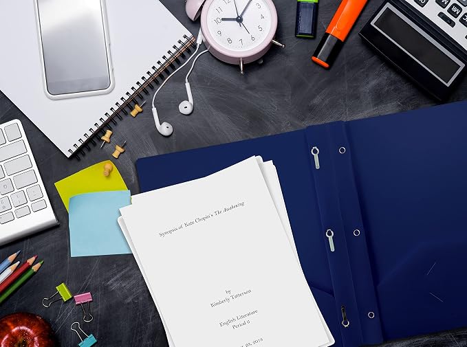 Better Office Products Navy Blue Folders with 3 Metal Prongs, Blue Plastic Folders with Pockets and Prongs, Heavyweight Letter Size Poly Folders, 24 Pack, Durable Plastic Pocket Folders with Prongs