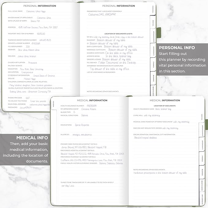 Clever Fox Large End of Life Planner – Guided Final Arrangements Organizer Notebook for Instructions, Beneficiary Info, Will Preparation, Last Wishes & Funeral Planning – 8.5" x 11" (Cypress)