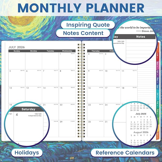 2026-2029 Monthly Planner/Calendar - 3 Year Monthly Planner 2026-2029, July 2026 - June 2029, 8.5" x 11", 3 Year Calendar2026-2029 with Colorful Tabs, Notes Pages, Inner Pocket