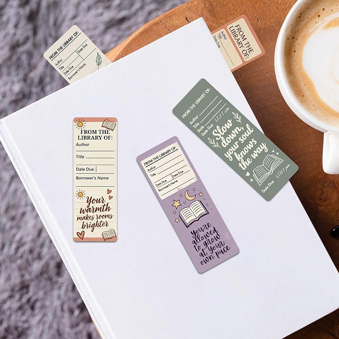 Library Card Bookmarks Bulk, 100 Pcs Vintage Aesthetic Book Marks for Reading Women Girls, Bookish Paper Page Markers Double Sided for Book Lovers Library Reading Accessories Gifts