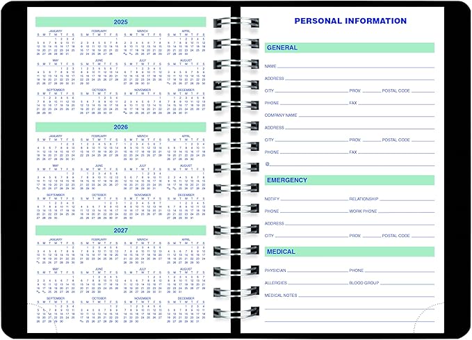 Blueline® 2026 Plan & Link™ Essential Daily Planner, Appointment Book, 12 Months, January to December, 8" x 5", Black (C1504W.81-26)