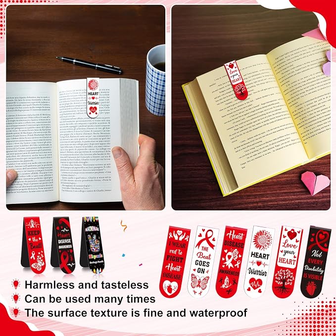48 Pcs Red Ribbon Week Supplies Drug Free Awareness Bookmarks Red Ribbon Magnetic Bookmarks Heart Month Awareness Favors for Heart Disease Seminar Handout Fundraiser Anti Drugs Campaigns Event