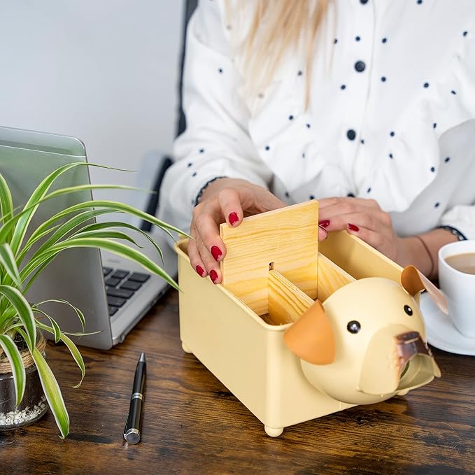 Made Easy Kit Desk Organizer, 1-5 Module Compartments - Storage for Stationery Supplies, Accessories, brushes - Home, Office, School, Dorm, Studio - Build in Pen & Pencil Holder (Brown Dog)