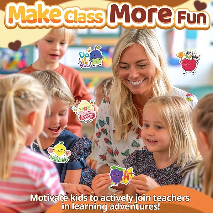 300PCS Large Scratch and Sniff Scented Stickers for Kids, Incentive Smelly Summer Sticker, Motivational for Kids Christmas Gift, Bigger Reward Stickers for Student Classroom Must Haves School Supplies