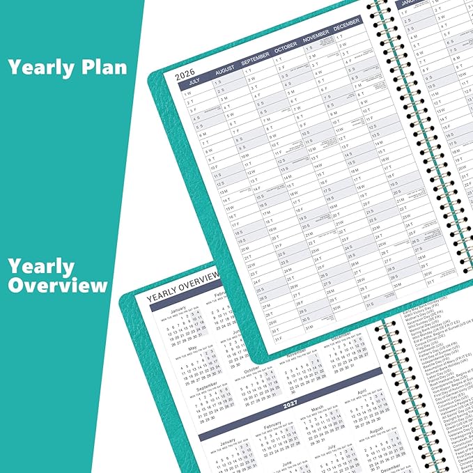 Weekly Appointment Book & Planner 2026-2027 - Large 2026-2027 Daily Hourly Planner, Jul. 2026 - Jun. 2027, 8.5" x 11", Appointment Book with 15-Minute Interval, Thick Paper, Pocket, Turquoise