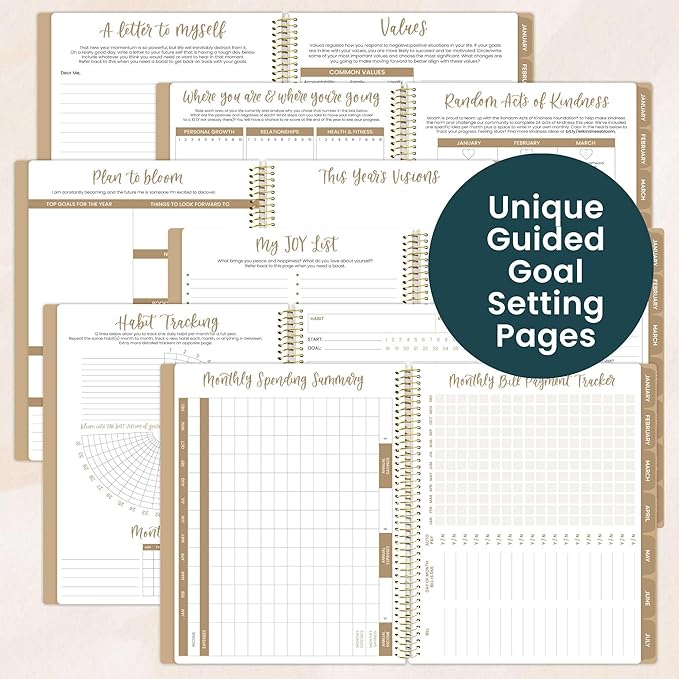 bloom daily planners All in One Ultimate Monthly & Weekly Undated Calendar Planner V2, Notebook, Sketch Book, Grid Pages, Coloring Book and More! 9" x 11" - Interchangeable Cover