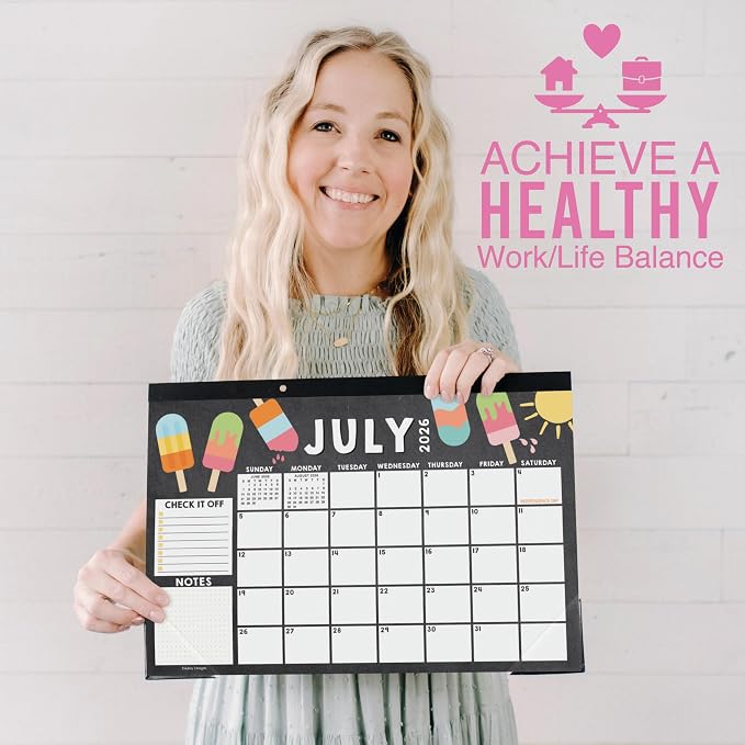 Hadley Designs Large Teacher Desk Calendar 2026-2027 - Desktop Calendar 2026, 18-Month Desk Calendars for Home, Office & Classroom, Cute Classroom Must Haves, Teacher Appreciation Gifts