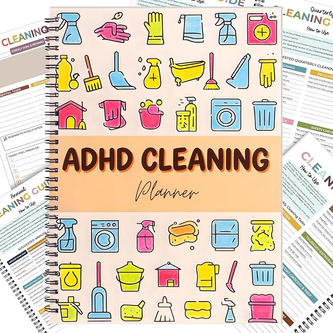 Metyond ADHD Cleaning Planner for Adults - Cleaning Schedule and Checklist Organizer, Daily & Weekly & Monthly Household Cleaning Planners for ADHD Minds, Clear Logic Stress-Free Housework