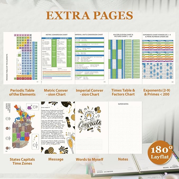19 Months Planner, 2026 Weekly & Monthly Planner, 8.5"×11" Daily Weekly Monthly Calendar Planner, June 2025-Dec 2026 Organizers with Habit Tracker for School & Office, Colored Tabs, Stickers, Pocket, Ruler Bookmark-Black