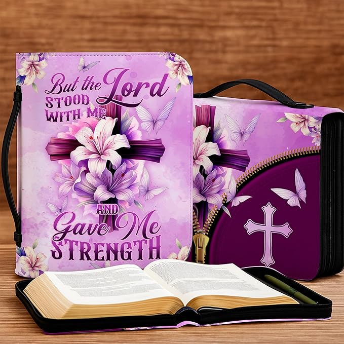 Personalized Bible Cover for Men, Christian Bible Case PU Leather, Jeus Bags Religious Appreciation Gifts for Women Girls Daughter Christian with Handle Zipper (BIBLE-04, M-2Xl)