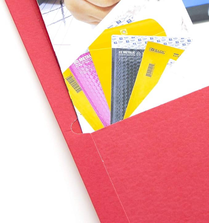 BAZIC Products Asst. Color 2-Pocket Portfolios, for Filing Office Home, Set of 10