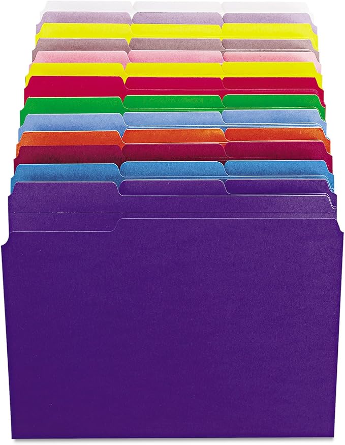 Smead File Folder, Reinforced 1/3-Cut Tab, Letter Size, Purple, 100 per Box (13034)