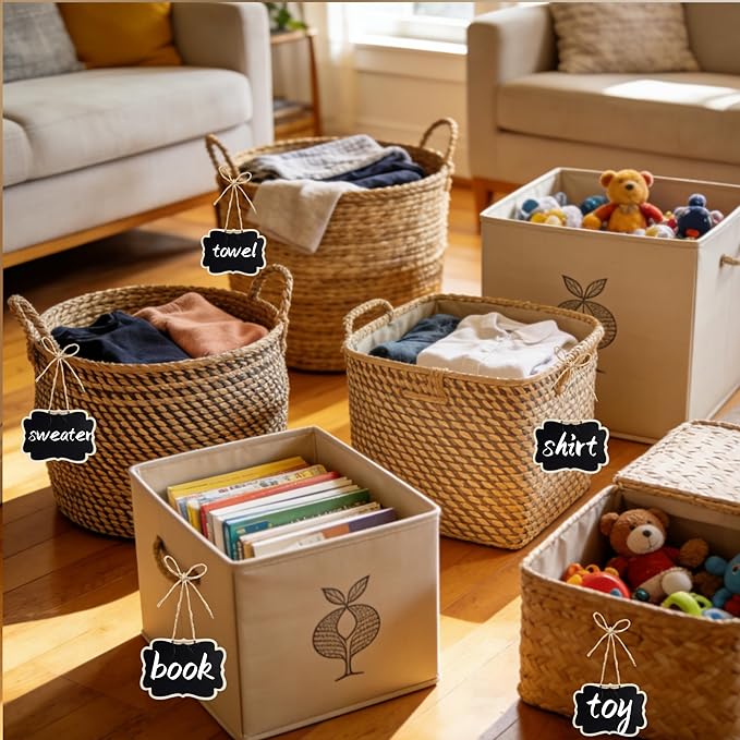 12 Pcs Reusable Mini Chalkboards Signs with Stands and Hanging String, Food Labels for Party Buffet, Small Double-Sided Blackboard for Weddings Birthday Table Numbers, Name/Price Tags, Place Cards