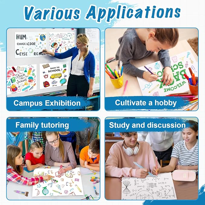12 Pcs Small Trifold Poster Board, 21.4" x 14" Presentation Board, with Double Sided Tapes and Cardboard, White Corrugated Project Boards/Display Board for School Project/Science Fair Display Boards