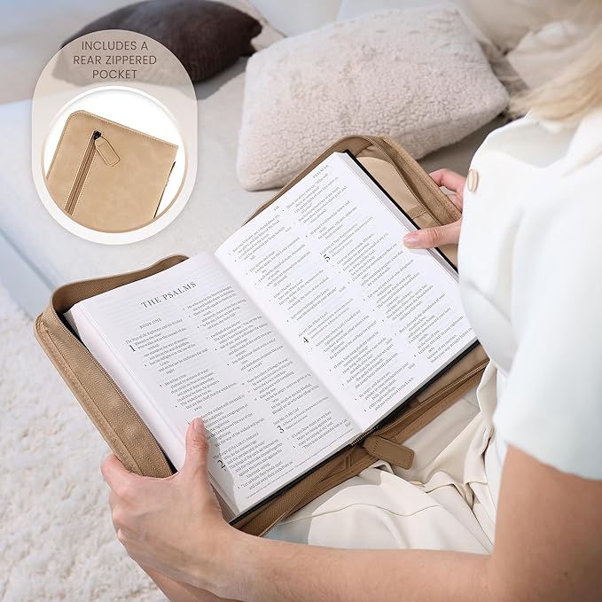 Bible Holder Case for Women | Bible Carrying Case for Men Premium Quality Waterproof PU Leather Bible Case for Girls | Detachable Wristlet, Carrying Handle & Multifunctional Pockets | Kids Bible Case