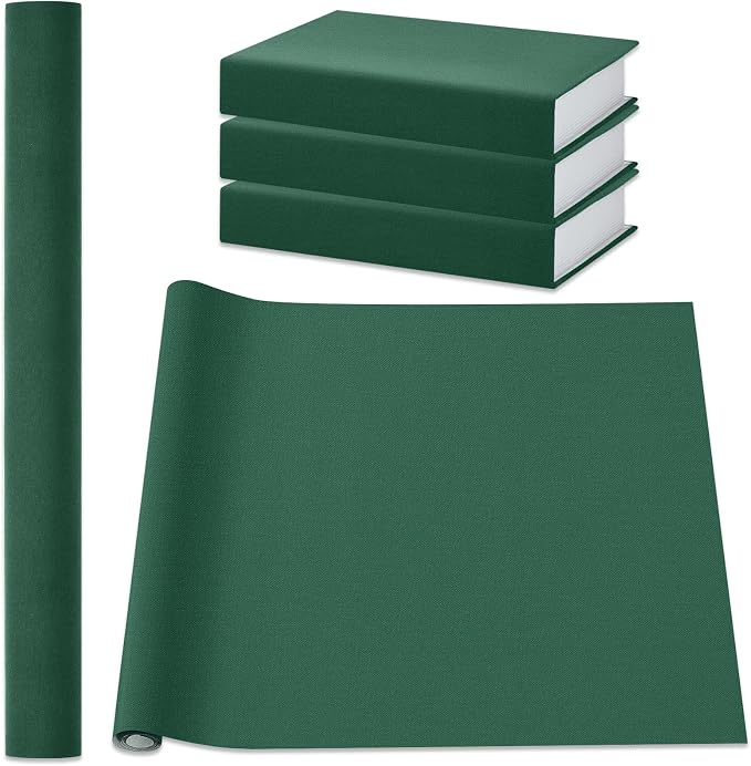 PerKoop Book Cloth for Book Binding 40 x 16 Inch Fabric Surface Paper Backed Bookcover Archival European Durable Strong Bookbinding Supplies Cover Books Album Scrapbooking (Dark Green)