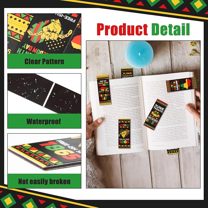 Haooryx Juneteenth Magnetic Bookmark - 72Pcs Black History Month Bookmark Magnetic Page Marker Page Clip for African American BHM Celebration Gift Party Decoration School Student Reward Teacher Supply