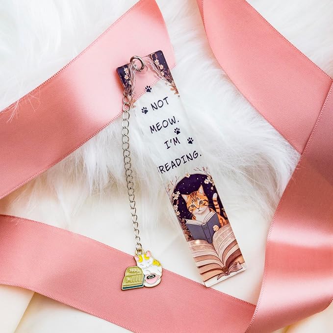 Cat Bookmark for Women Cat Lover Gifts for Students Teacher Thank You Gifts Animal Bookmarks Not Meow Im Reading Acrylic Funny Bookmarks for Book Lovers