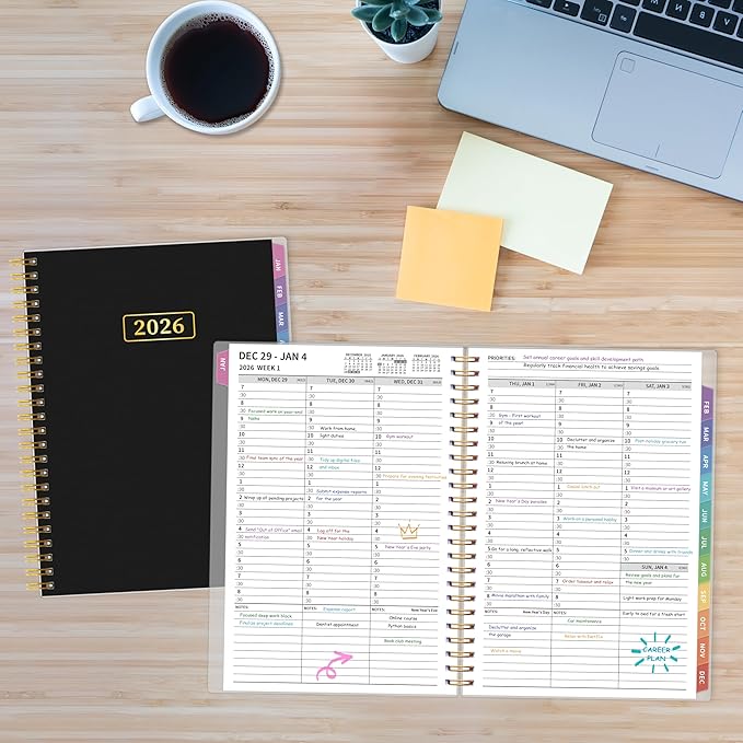 2026 Appointment Book, 30 Minutes-Hourly, Weekly ＆ Monthly Calendar Planner 2026, Jan 2026 - Dec 2026, 6.2'' x 8.4'', 2026 Daily Planner with Tabs ＆Pocket, Flexible Cover, Great for Office, Home, School