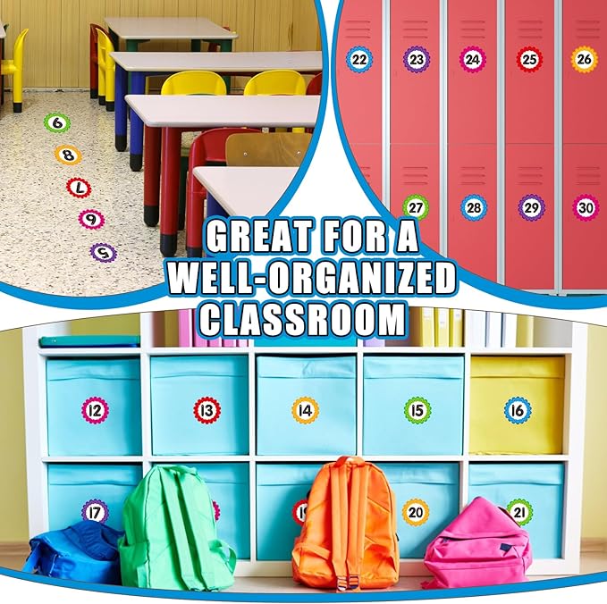 WhatSign Spots Line Up for Floors - Numbers & Dots Sticker Set of 36pcs - Kindergarten & Preschool Supplies