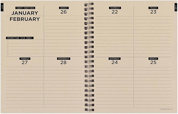 TF Publishing 2026 Mushroom Medium Weekly Monthly Planner with 12-Month Calendar Grid, Goals and Task Trackers - Weekly Schedule Planner with Priority List Section and Stickers - 6.5in x 8in