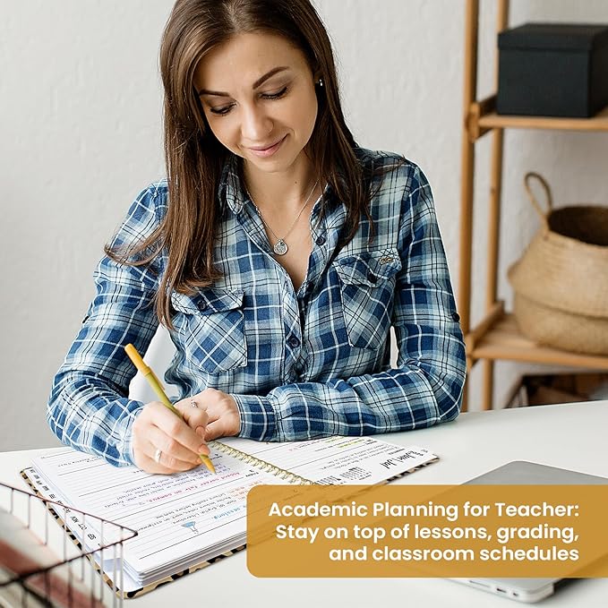 22026–2027 School Year Planner, Weekly and Monthly Academic Agenda, Jul 2026–Jun 2027, Hard Cover Planner with Tabs, 8.5 x 11 Inches, Back to School Office Essential - Leopard