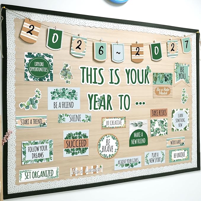 Eucalyptus Classroom Bulletin Board Decorations, This is Your Year to Bulletin Board Sets, Positive Affirmations Wall Decor for Teacher Welcome Back to School Classroom Door Wall Decors