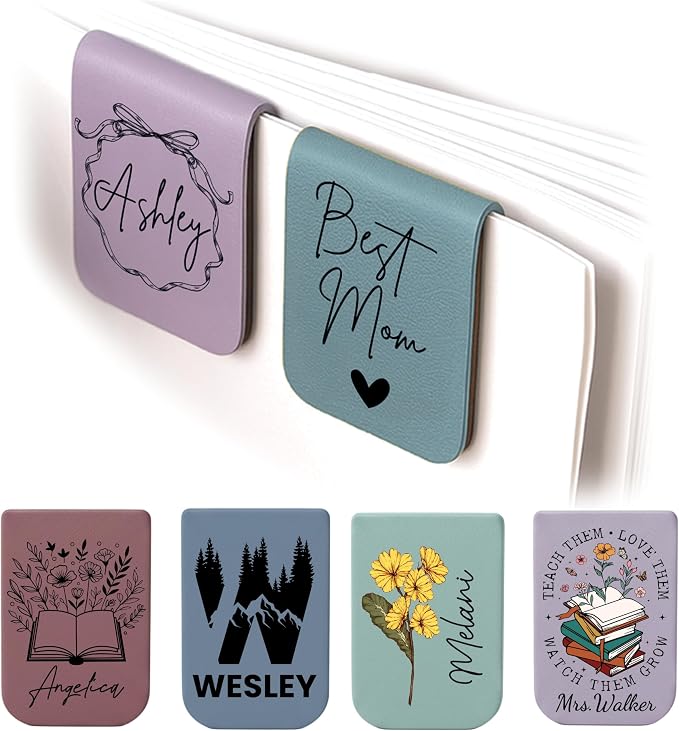 Personalized Magnetic Bookmark with Name, Custom Name Page Marker for Readers, Teachers, and Students, Floral and Botanical Design (1-Mix)