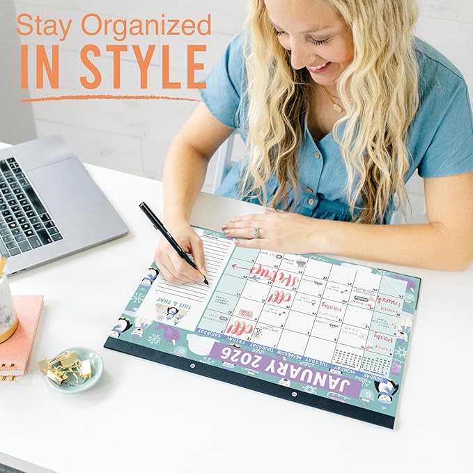 Hadley Designs Large Teacher Desk Calendar 2026-2027 - Desktop Calendar 2026, 18-Month Desk Calendars for Home, Office & Classroom, Cute Classroom Must Haves, Teacher Appreciation Gifts