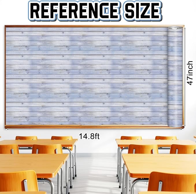 Inkspire Beach Wood Bulletin Board Paper Roll,14.8FTx47IN Large Reusable Waterproof Erasable Classroom Wall Background Backdrop Paper,Fade-Resistant Fabric Wrapping School Decors Teacher Supplies