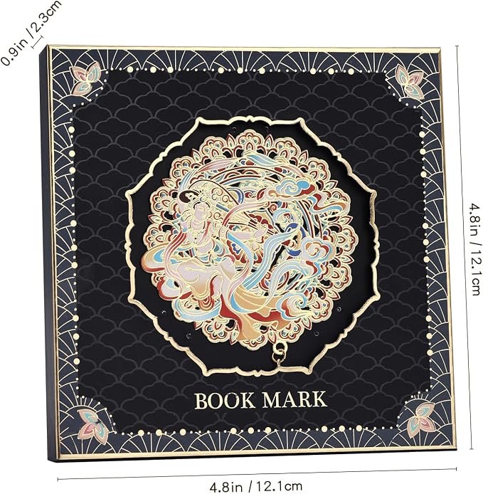 Luxury Dunhuang Metal Bookmark Gift Set, Elegant Bookmark with Pendant, Exquisite Pipa Fairy Gift Box for Book Lovers, Women, Readers and Writers