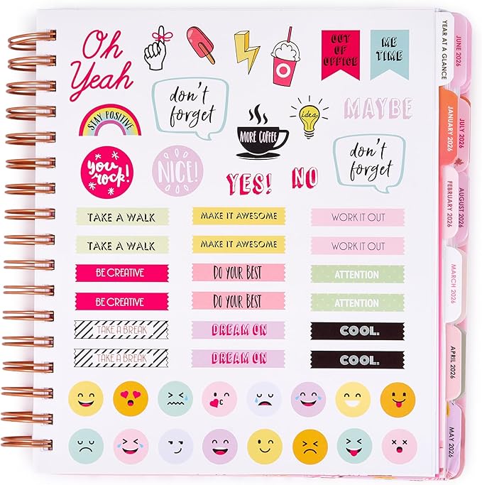Votum 18 Month Hard Cover Planners/Calendars 10" x 10", January 2026 - June 2027 - Daily, Weekly & Monthly Organizer with Pens, Stickers, and a Sturdy Cover - Blessed