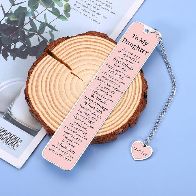Daughter 5th 6th Graduation Gifts for Her to My Daughter Bookmark from Mom Dad 16th 18th Birthday Gift for Teen Girls Wedding Anniversary for Women Back to School Supplies
