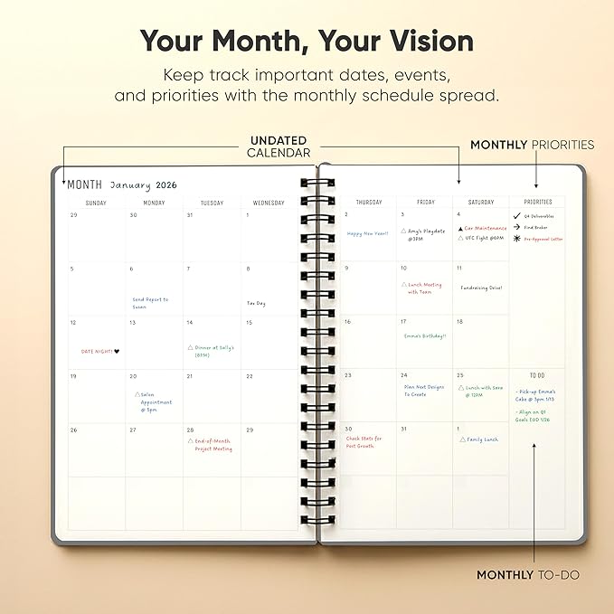 2026 Planner. 8.5" x 11" Spiral-Bound Weekly, Monthly and Daily Planner - Organize All 52 Weeks - Increase Productivity and Get Organized - Productivity Store (Grey)
